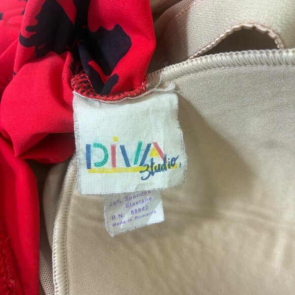 VTG Diva Studio Bandeau Straight Top One Piece Bathing Suit Sz 14 - Picture 8 of 10